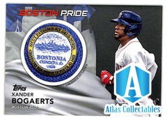 Xander Bogaerts 2022 Topps Black 104/299 City Flag Patch Boston Pride Red Sox CFP-XB